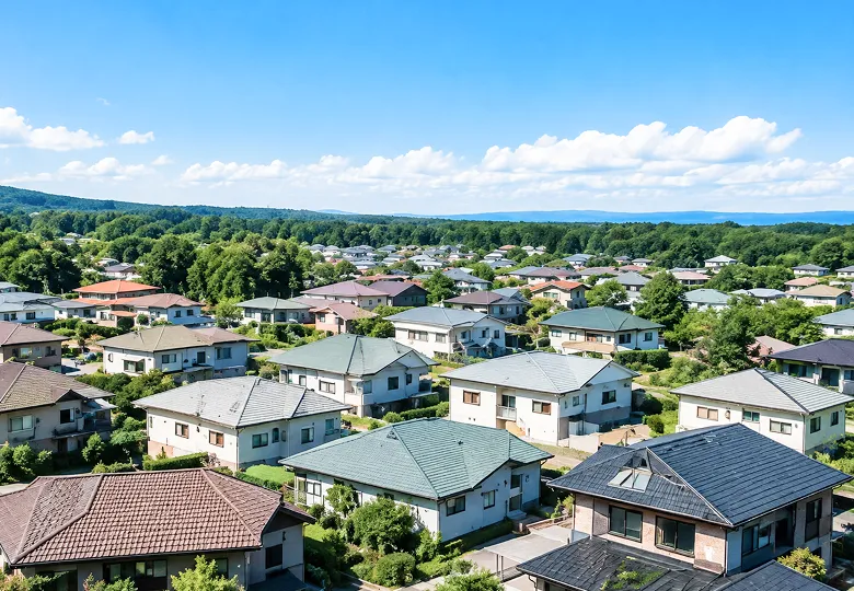 山形県置賜地域の住宅街の風景